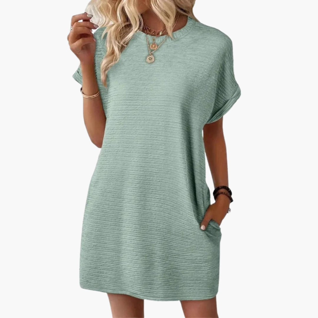 Robe Courte Femme avec Manches Retroussées