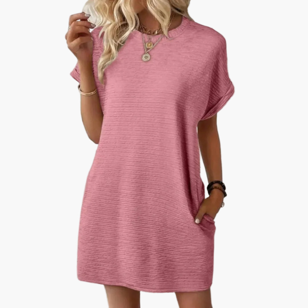 Robe Courte Femme avec Manches Retroussées