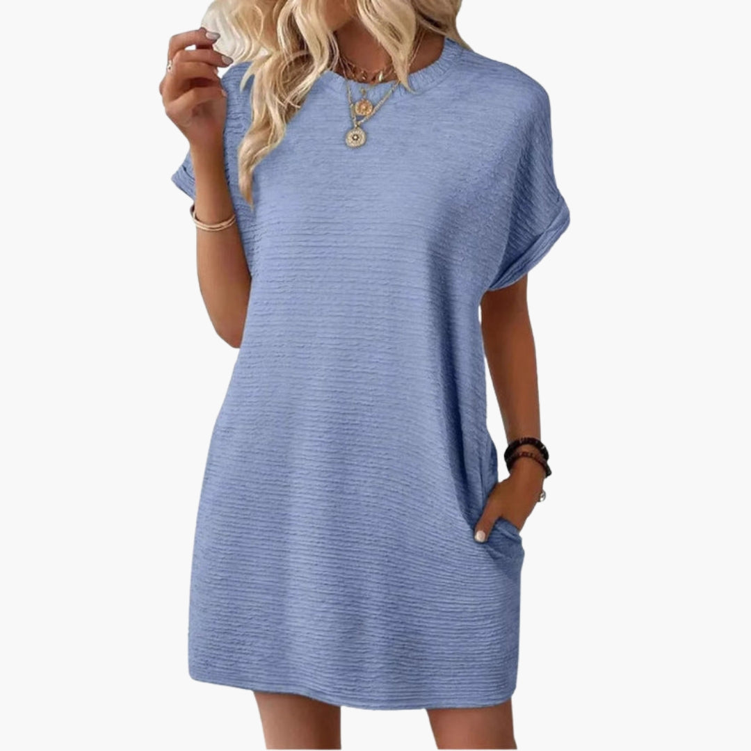 Robe Courte Femme avec Manches Retroussées