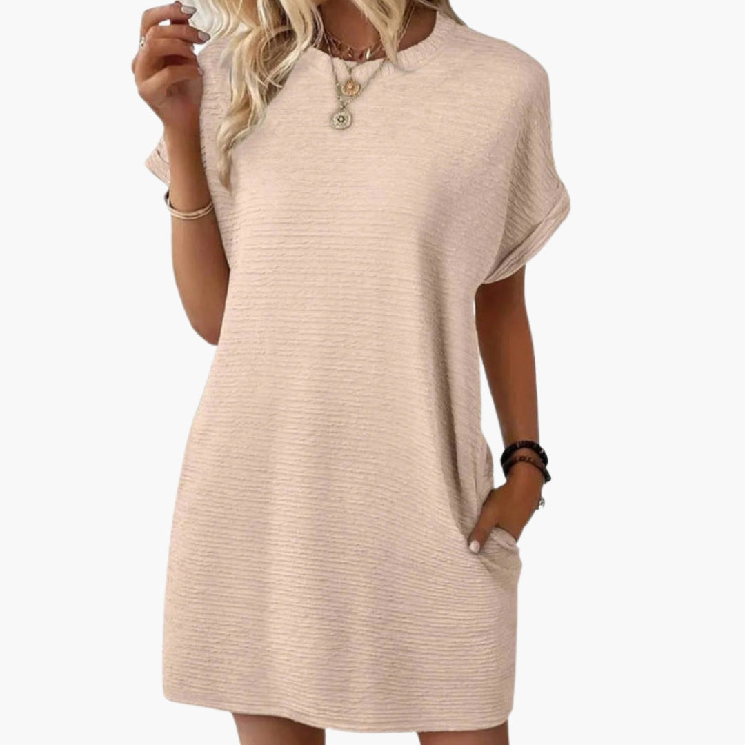 Robe Courte Femme avec Manches Retroussées