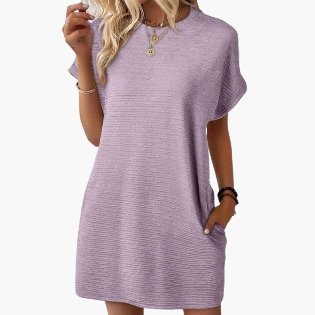 Robe Courte Femme avec Manches Retroussées