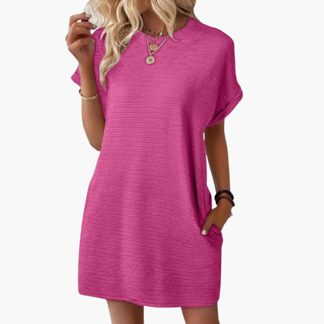 Robe Courte Femme avec Manches Retroussées