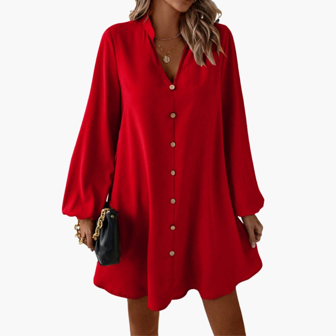 Short Dress for Women with Button Placket