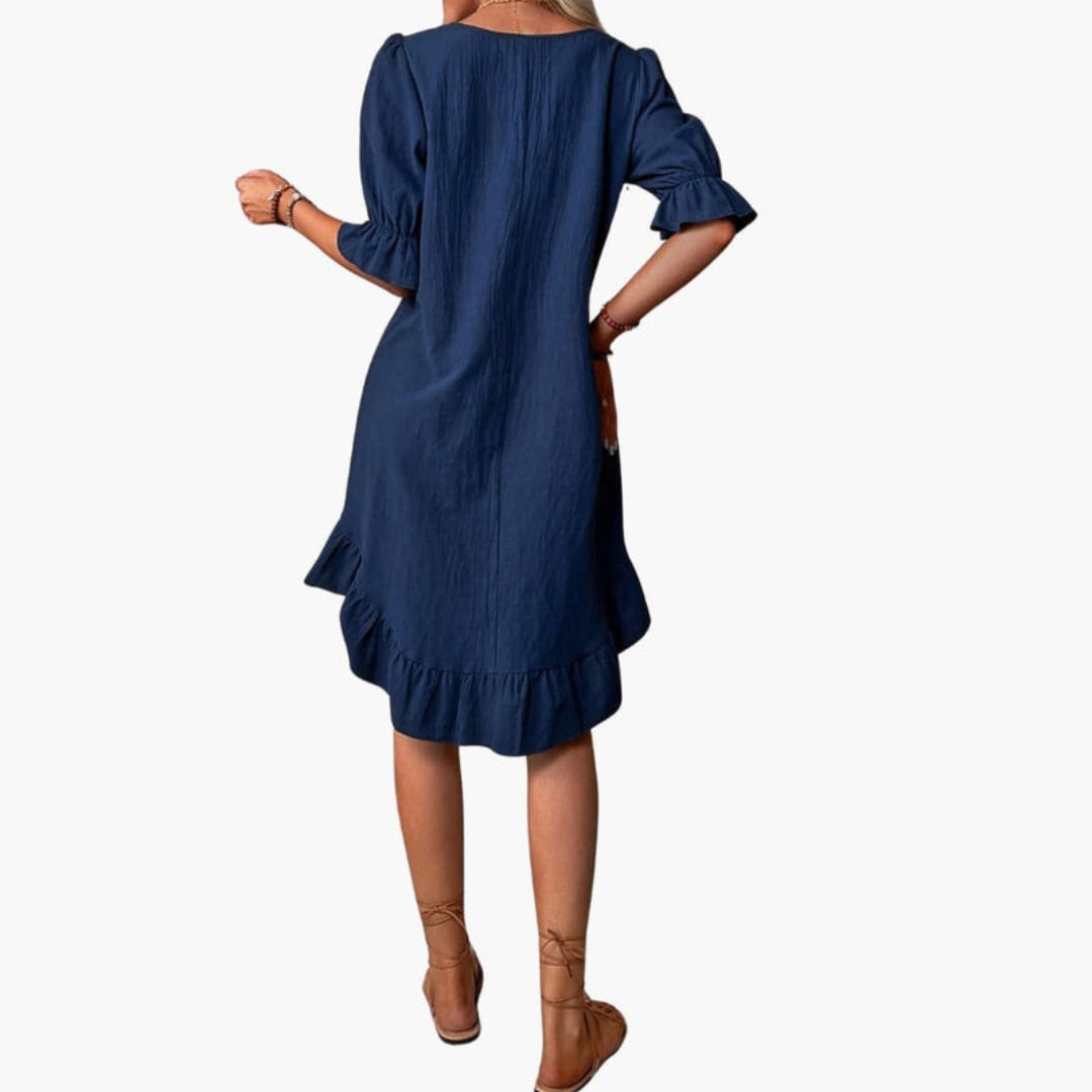 Robe Femme à Volants avec Manches Bouffantes