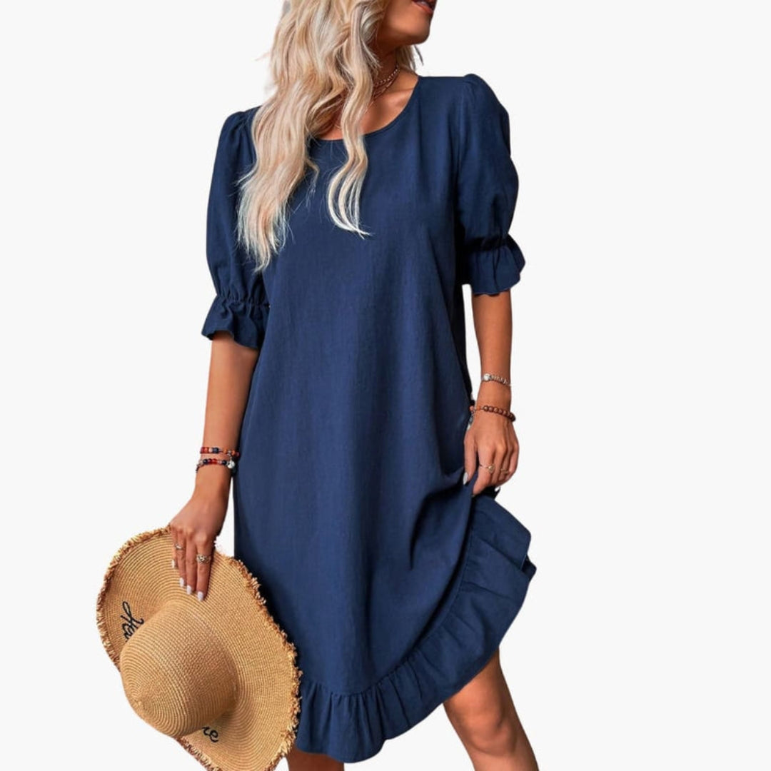 Robe Femme à Volants avec Manches Bouffantes