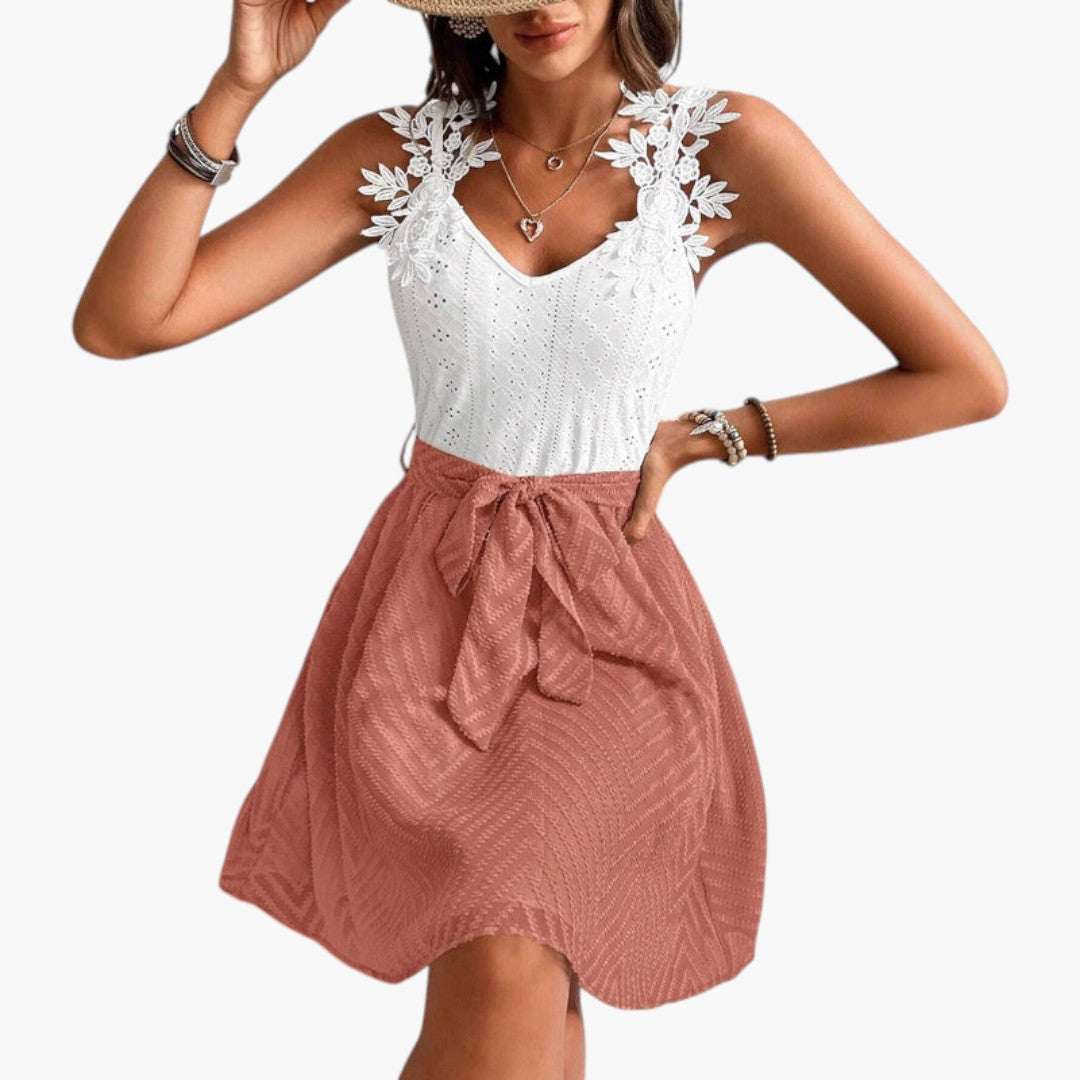 Robe Mulher com Top em Renda e Cintura para Atar