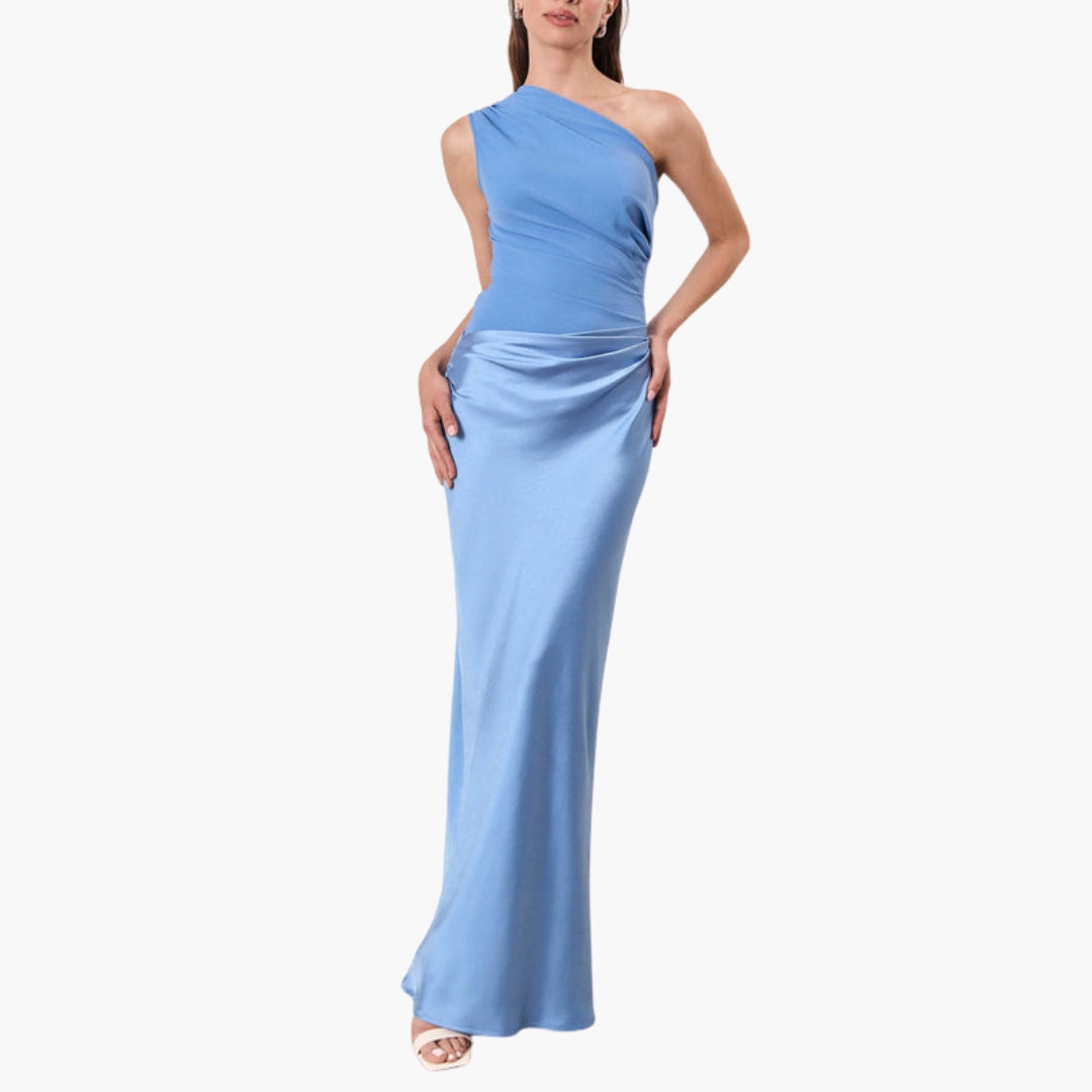 Robe Maxi Femme à Une Épaule avec Détail Plissé