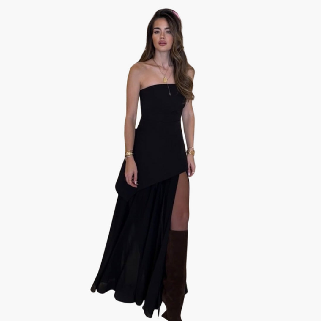 Abito lungo da donna con scollo e spacco laterale