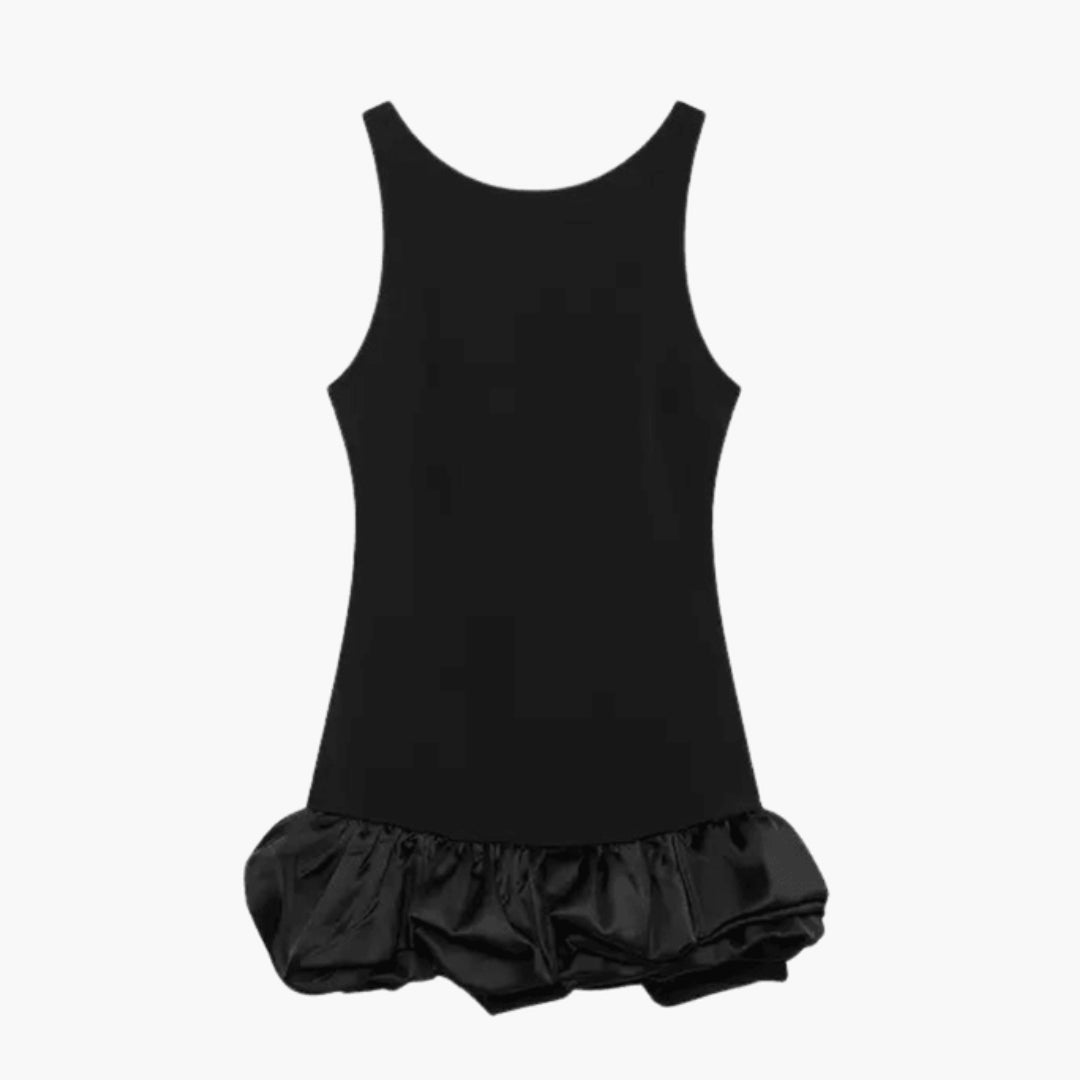 Women's Sleeveless Short Dress with Ruffled Hem