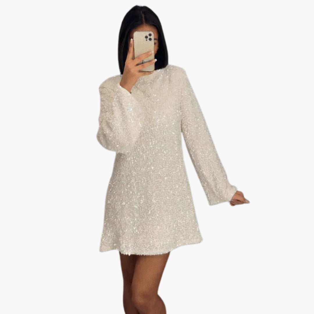 Mini kjole til kvinder med palietter og åben ryg