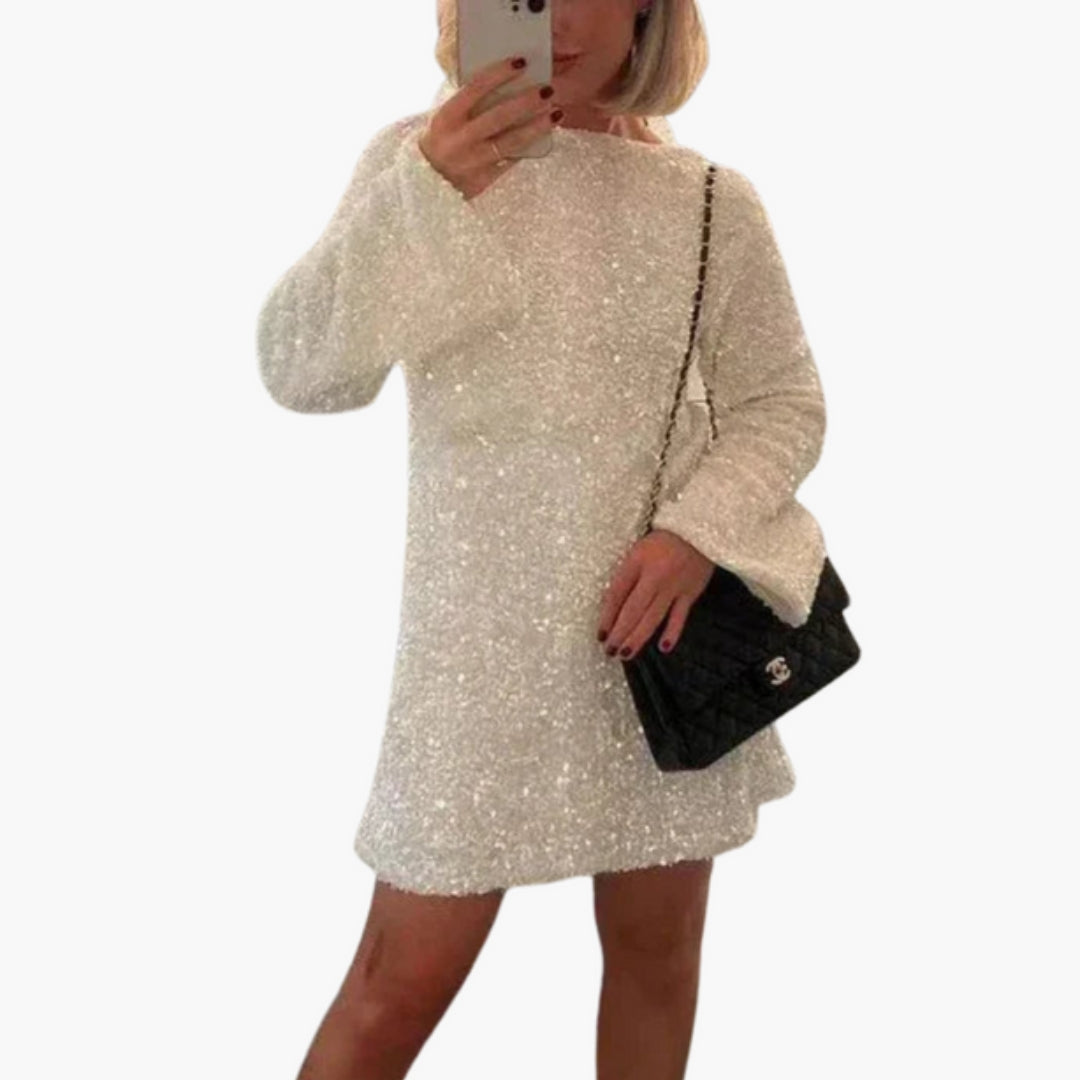 Mini kjole til kvinder med palietter og åben ryg