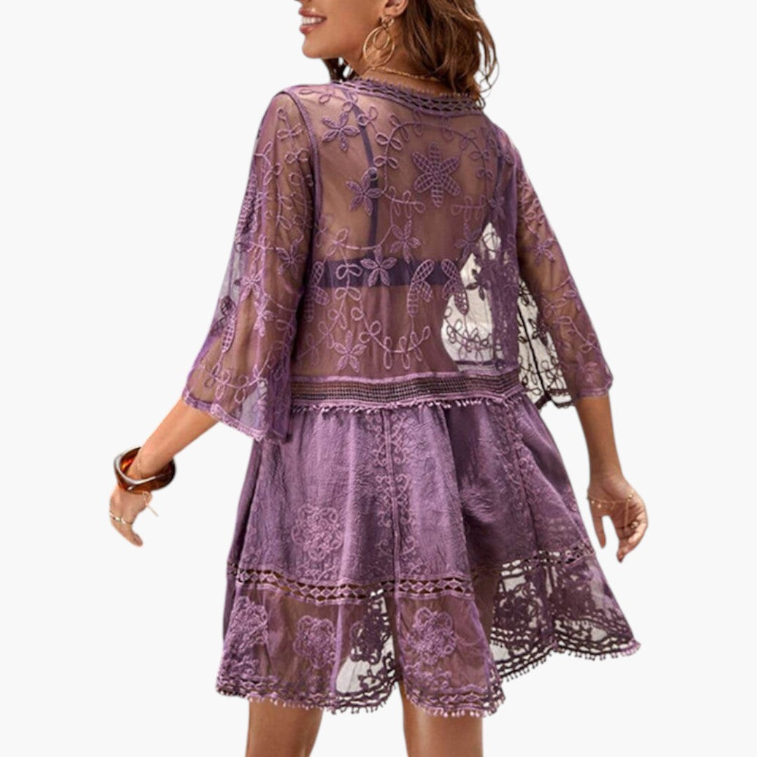 Women's Mini Dress with Lace and Loose Fit