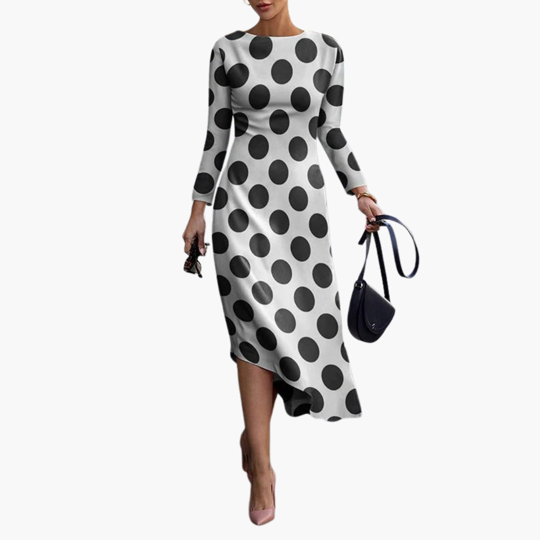 Women's long-sleeve dress with all-over print
