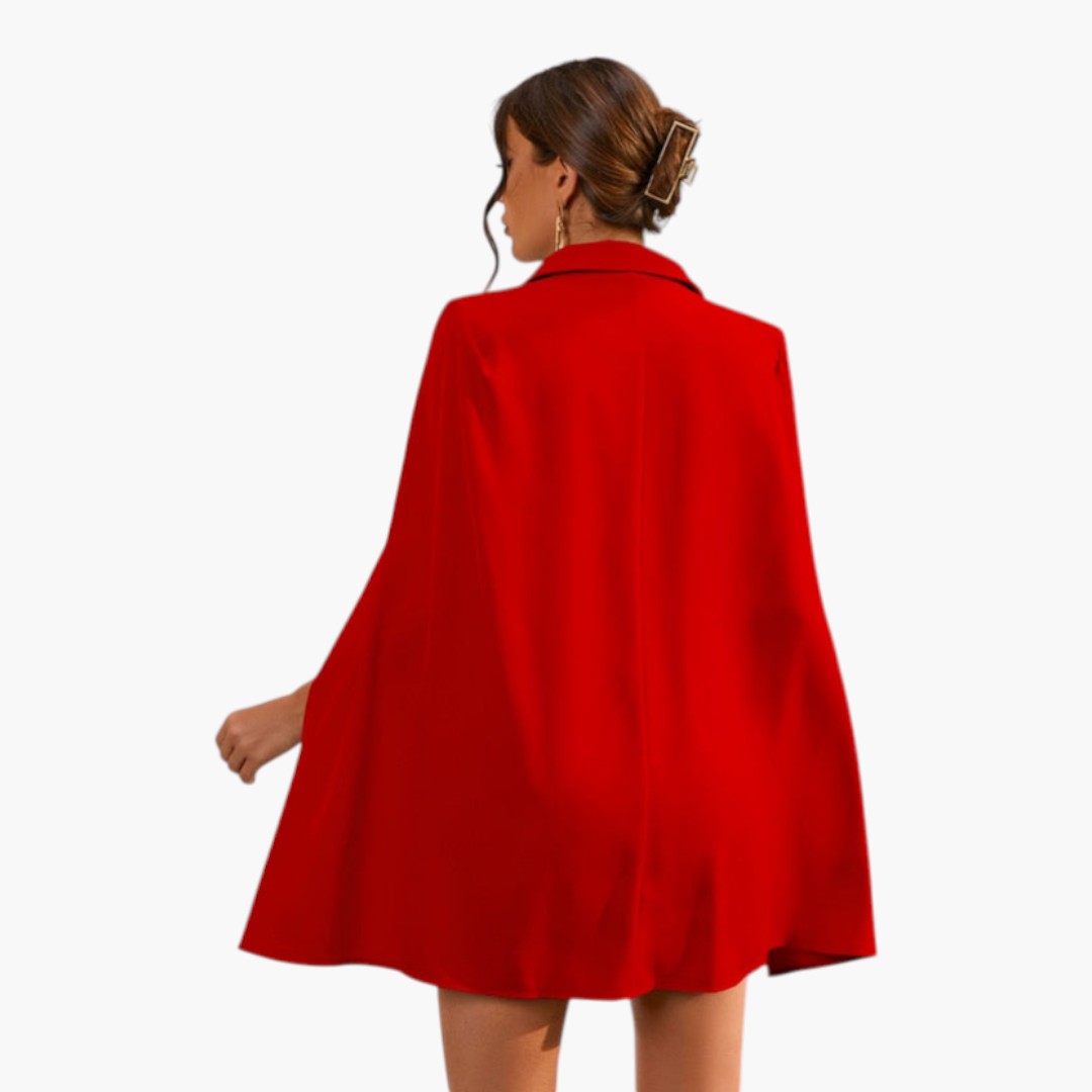 Mini women's jacket dress with cape and belt