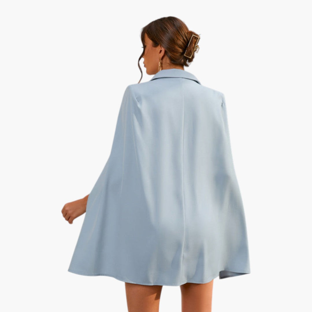 Mini women's jacket dress with cape and belt
