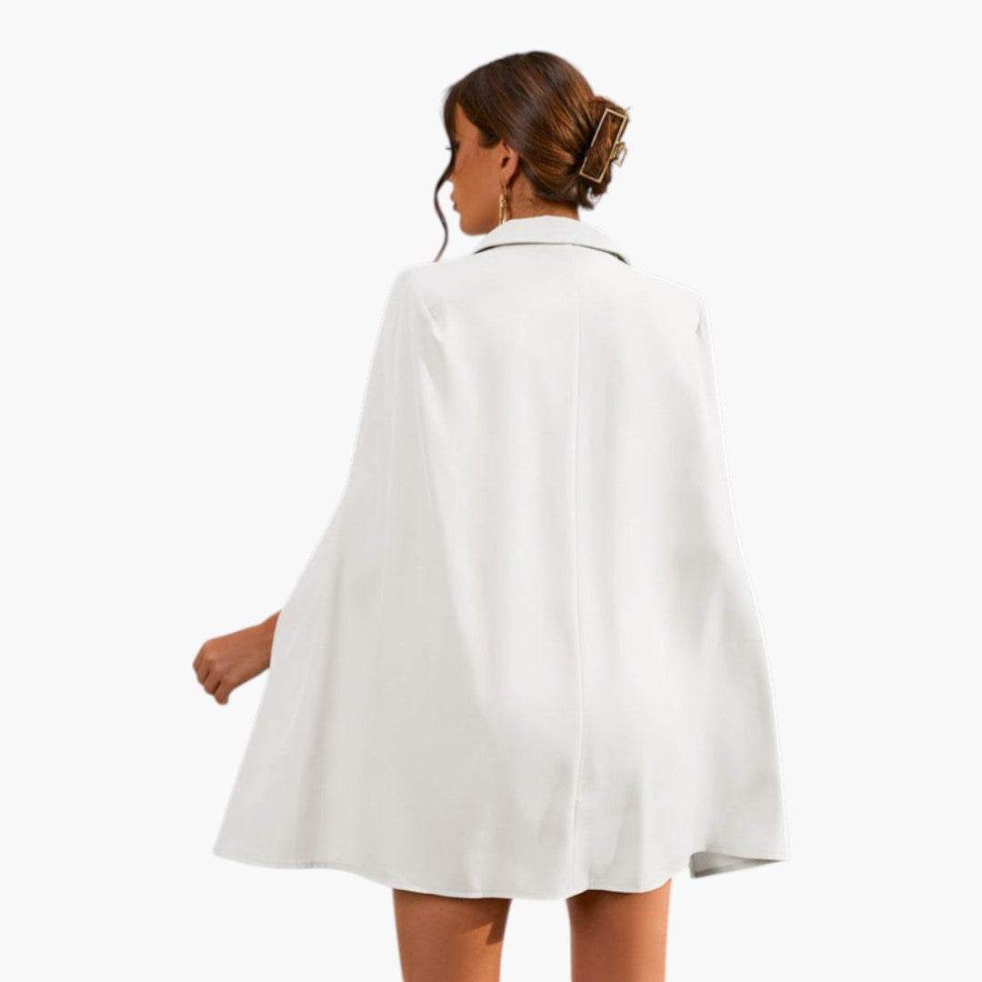 Mini women's jacket dress with cape and belt