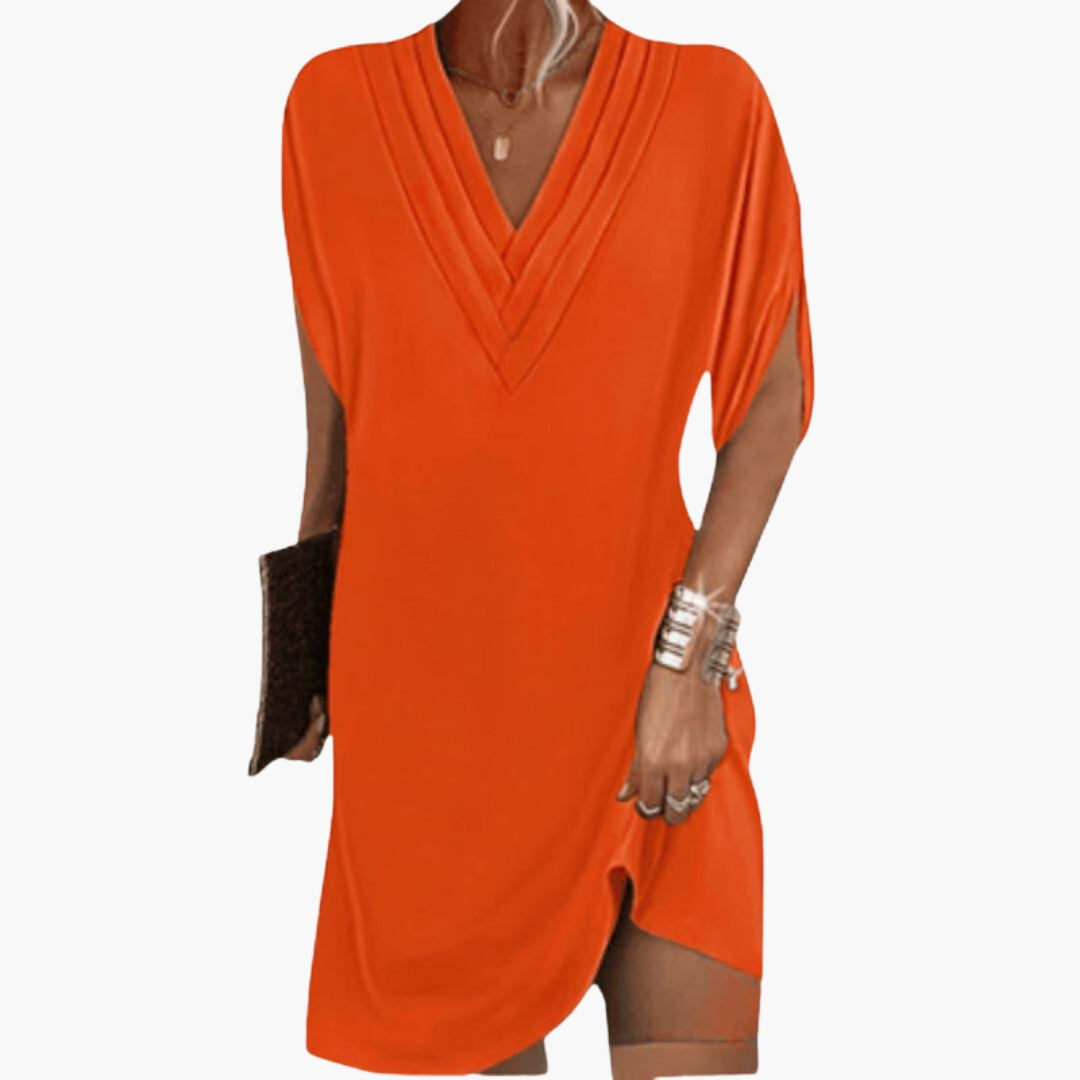 Robe courte femme col V avec ourlet drapé