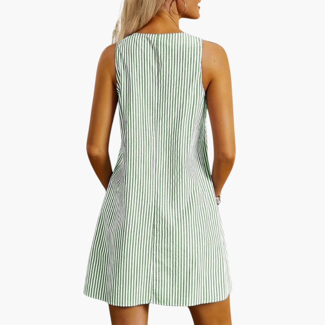 Robe courte femme sans manches a poches plaquées