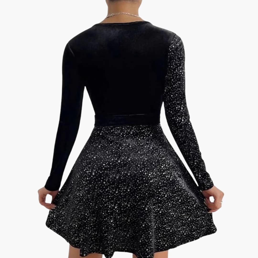 Robe de cocktail pour femme avec encolure en V et détail croisé