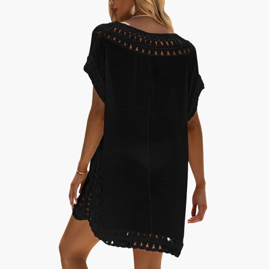 Abito da spiaggia donna con scollo a V e bordo in crochet