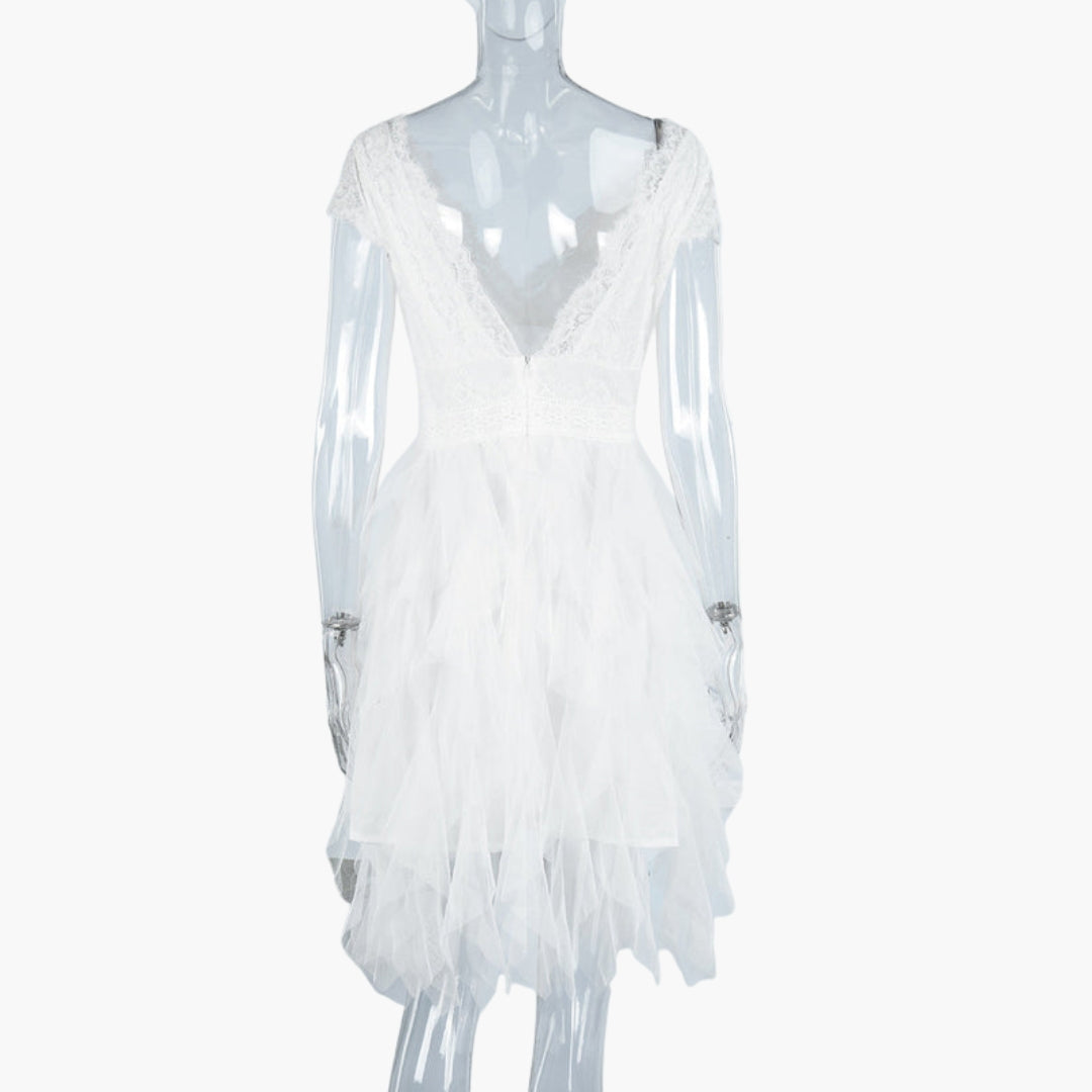 Robe femme asymétrique avec haut en dentelle