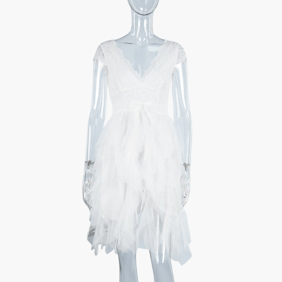 Robe femme asymétrique avec haut en dentelle