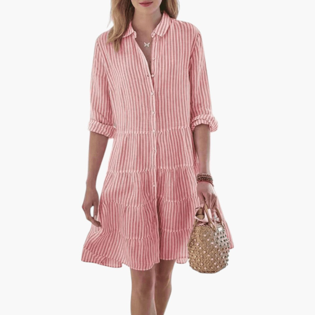 Robe femme avec motif à rayures et manches longues