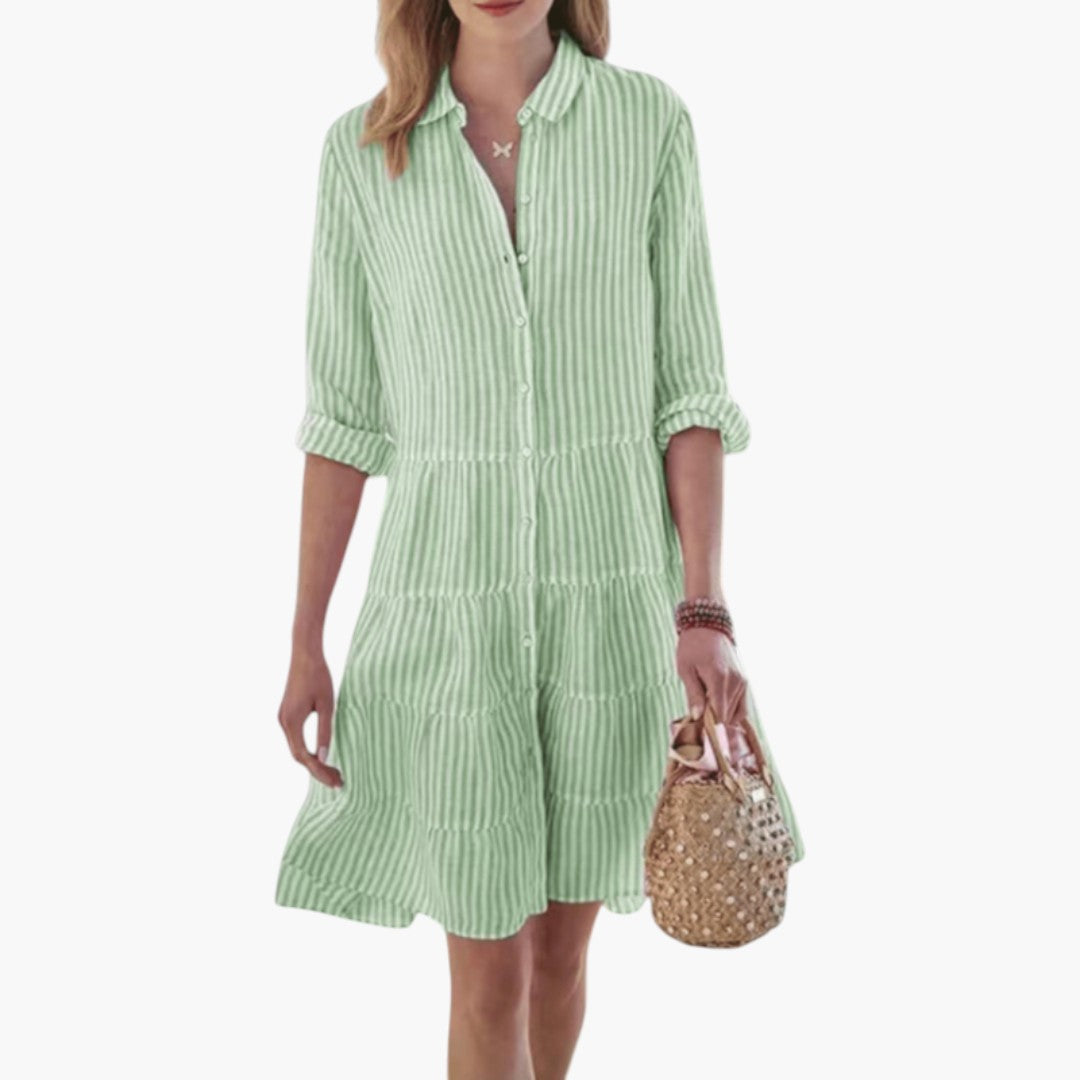 Robe femme avec motif à rayures et manches longues
