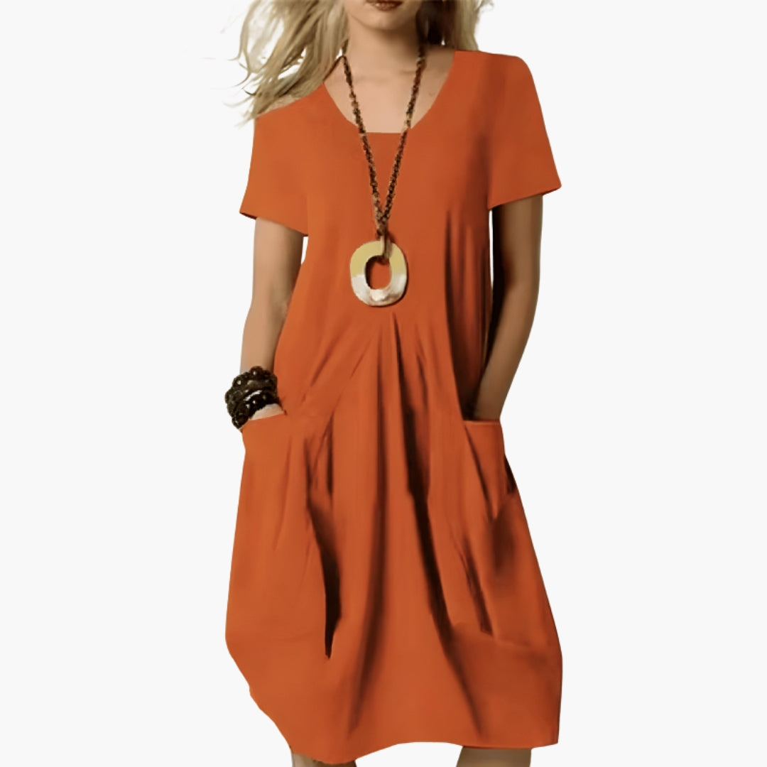 Robe femme avec panneau abdominal et poches