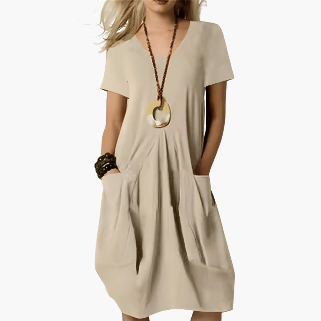 Robe femme avec panneau abdominal et poches
