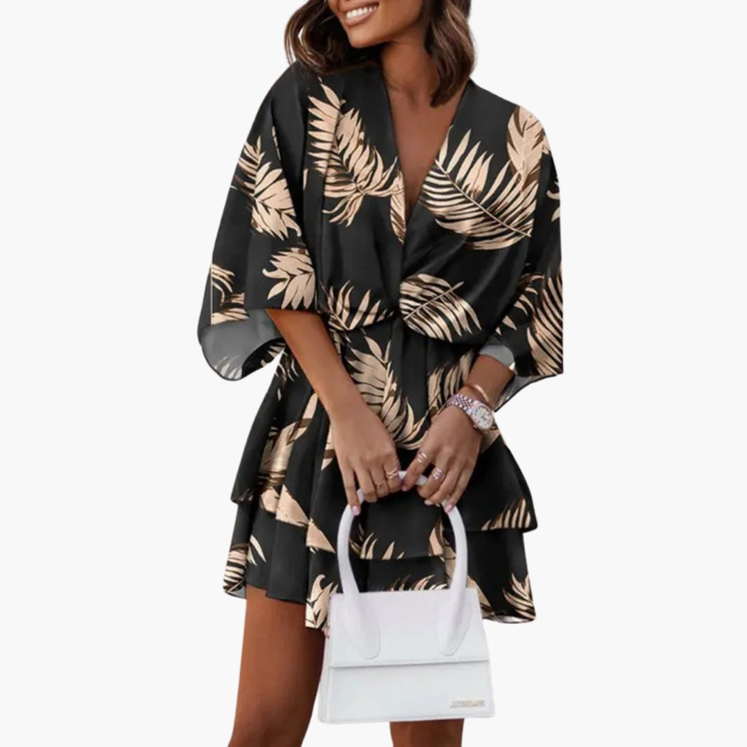 Women's dress with V-neck and ruffled hem