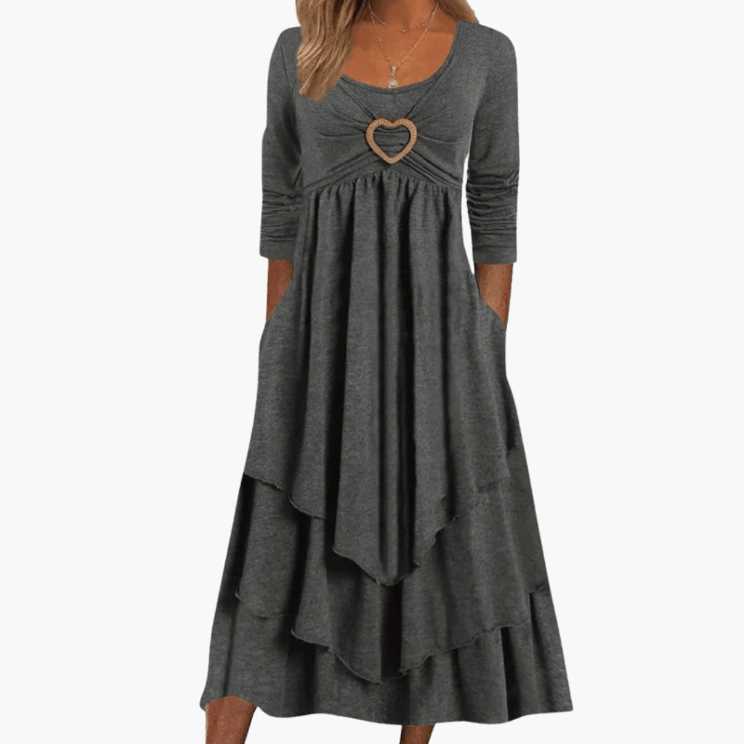 Abito donna con scollo ampio e maniche lunghe