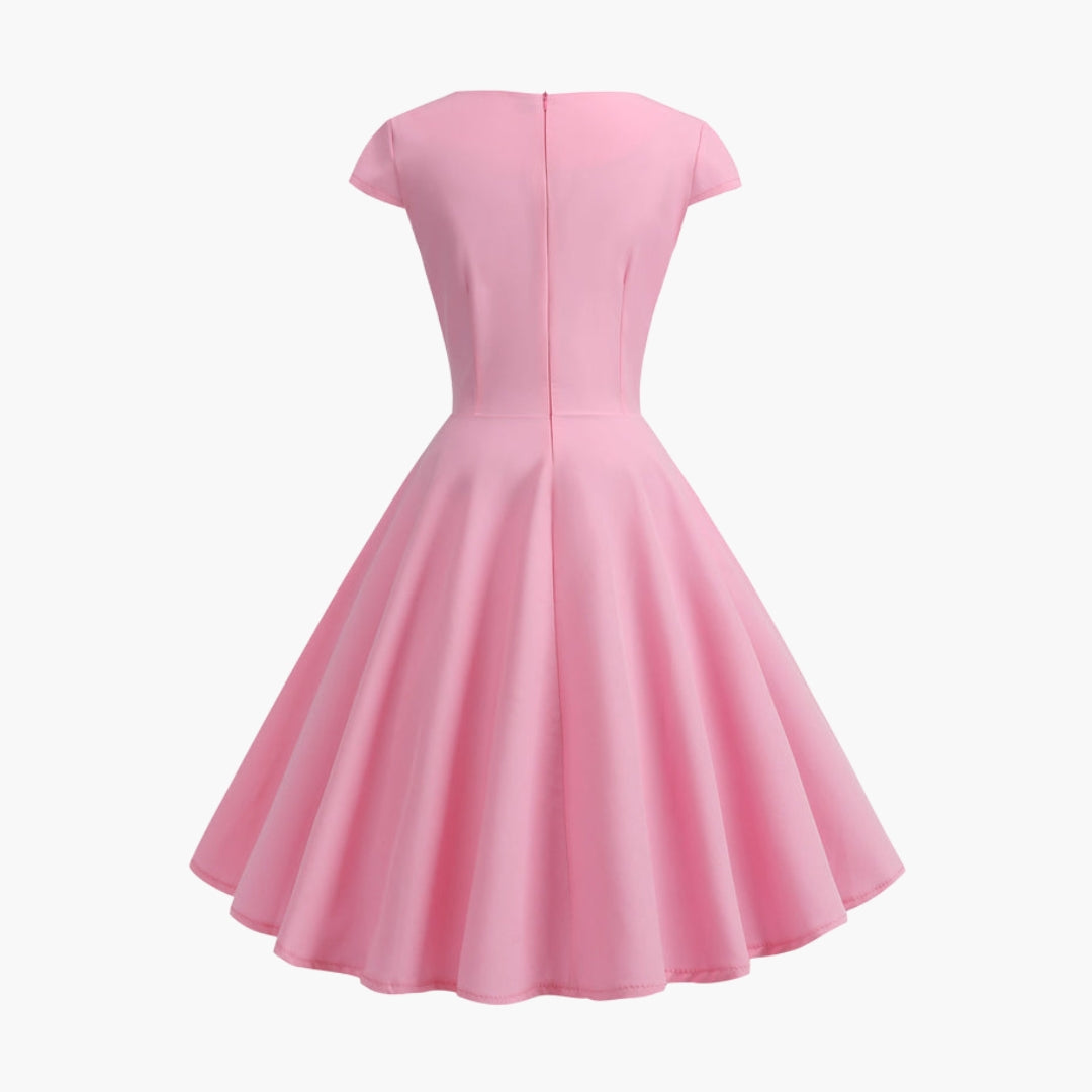 Robe femme coupe évasée avec manches courtes