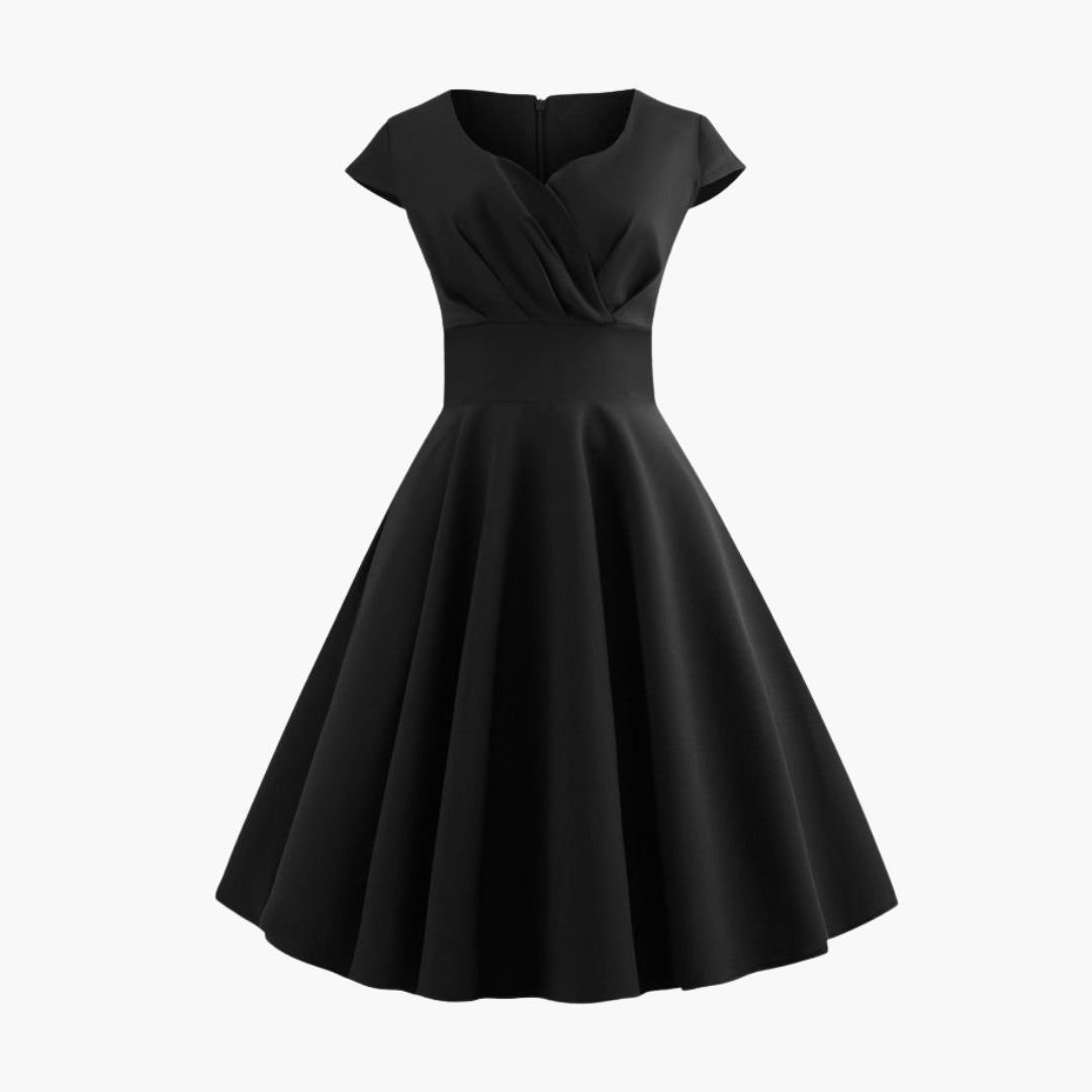 Robe femme coupe évasée avec manches courtes
