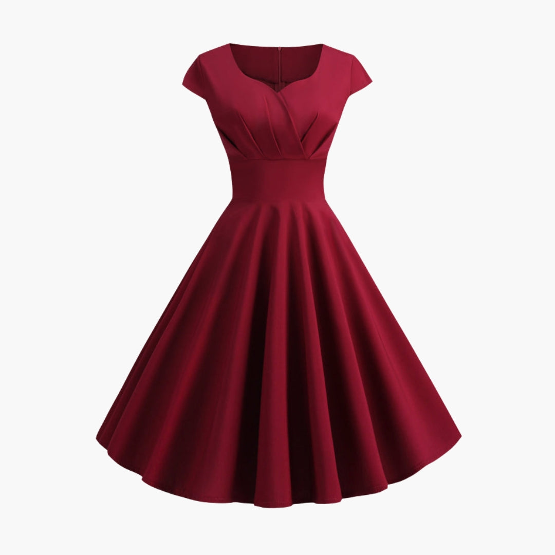 Robe femme coupe évasée avec manches courtes