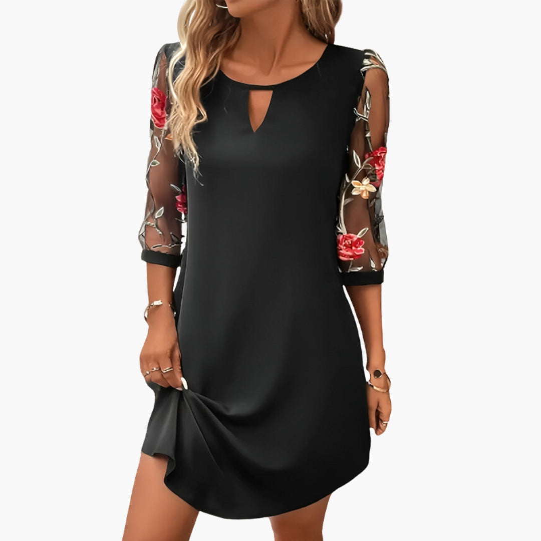 Robe femme longueur genou avec manches florales