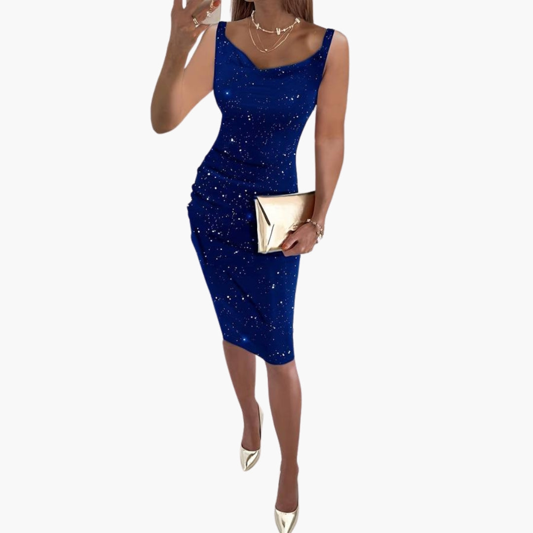 Robe femme sans manches avec surface pailletée