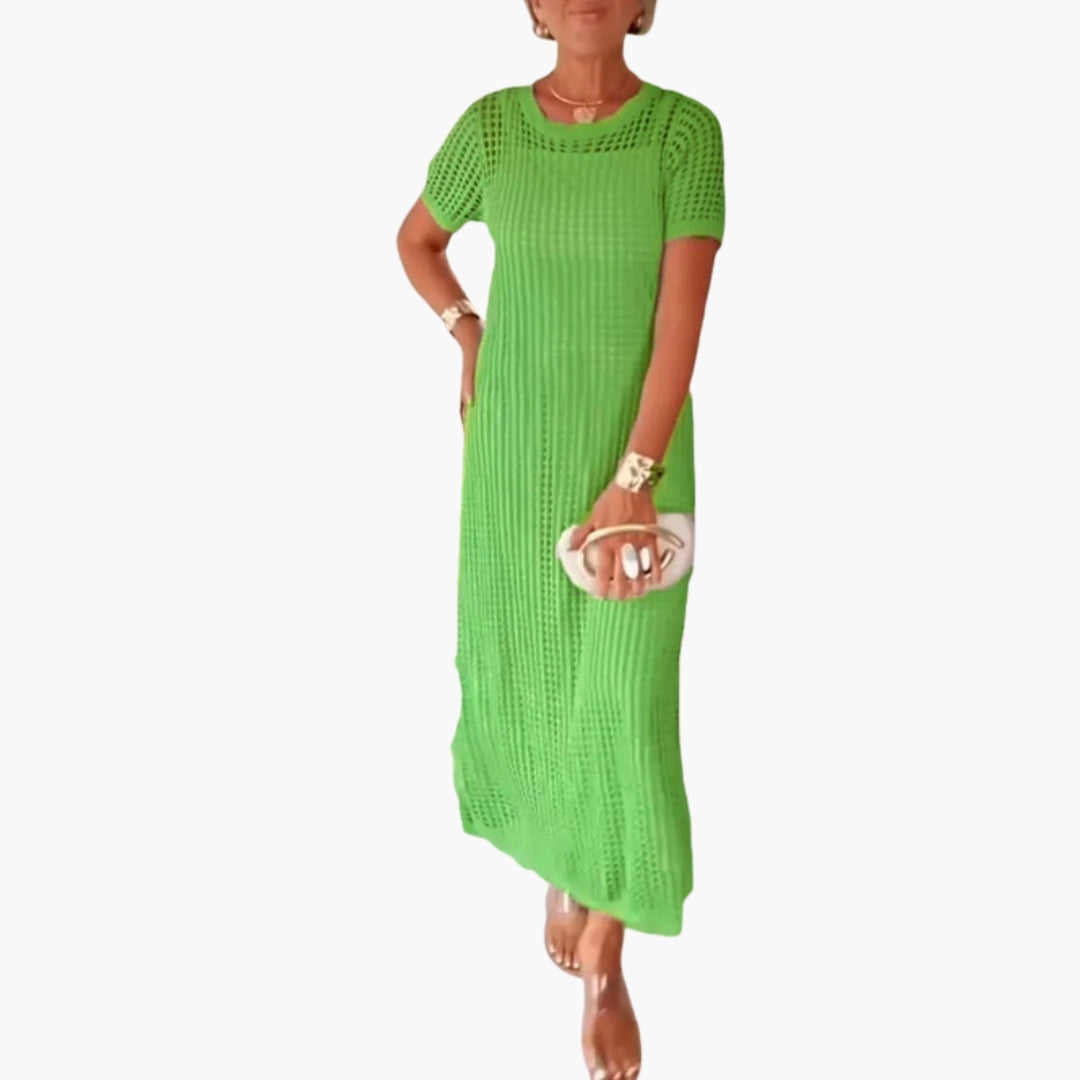 Robe longue femme à découpe avec couche intérieure