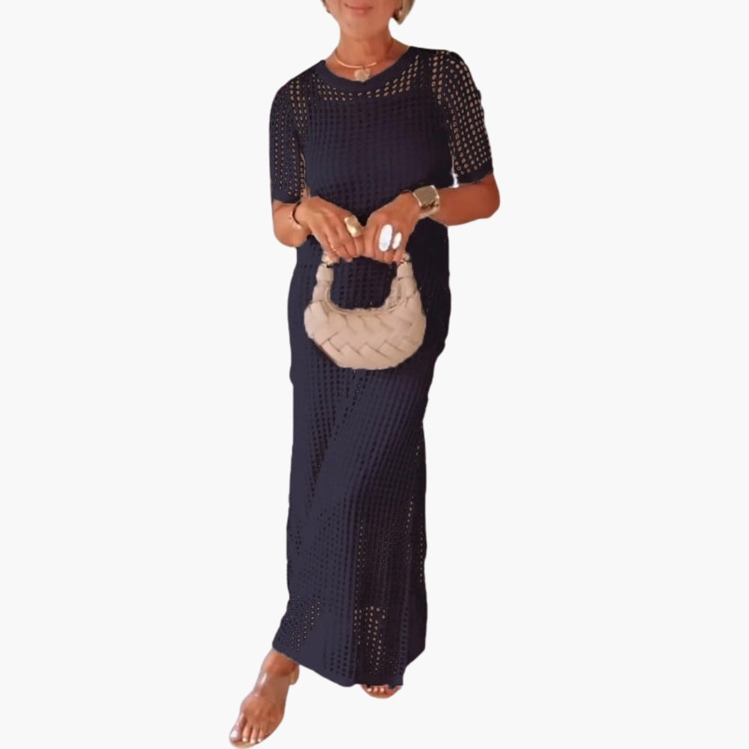Robe longue femme à découpe avec couche intérieure