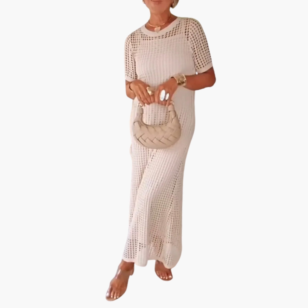 Robe longue femme à découpe avec couche intérieure