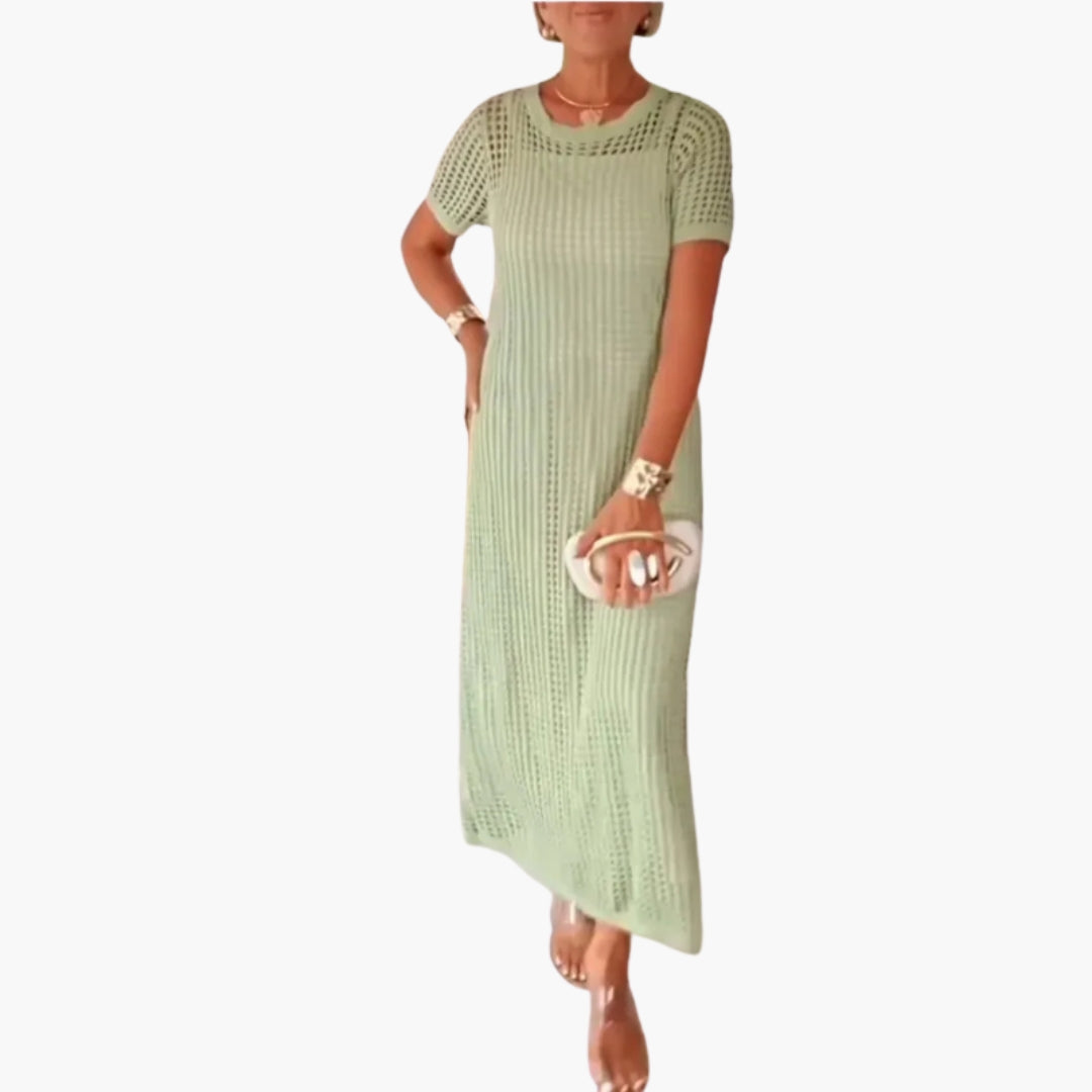 Robe longue femme à découpe avec couche intérieure