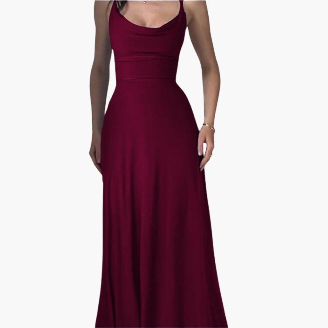 Robe longue femme sans manches avec col drapé