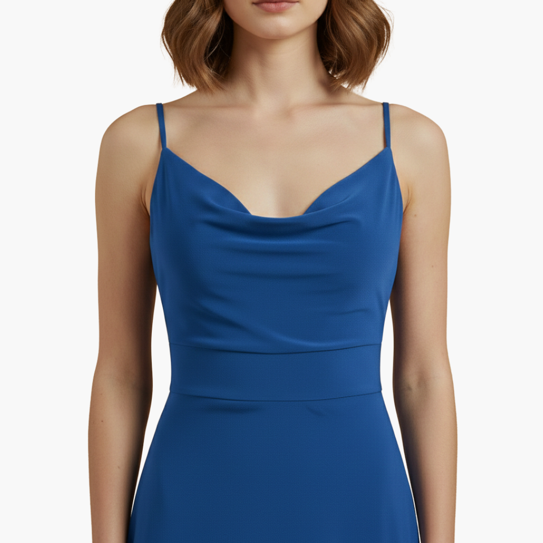 Robe longue femme sans manches avec col drapé