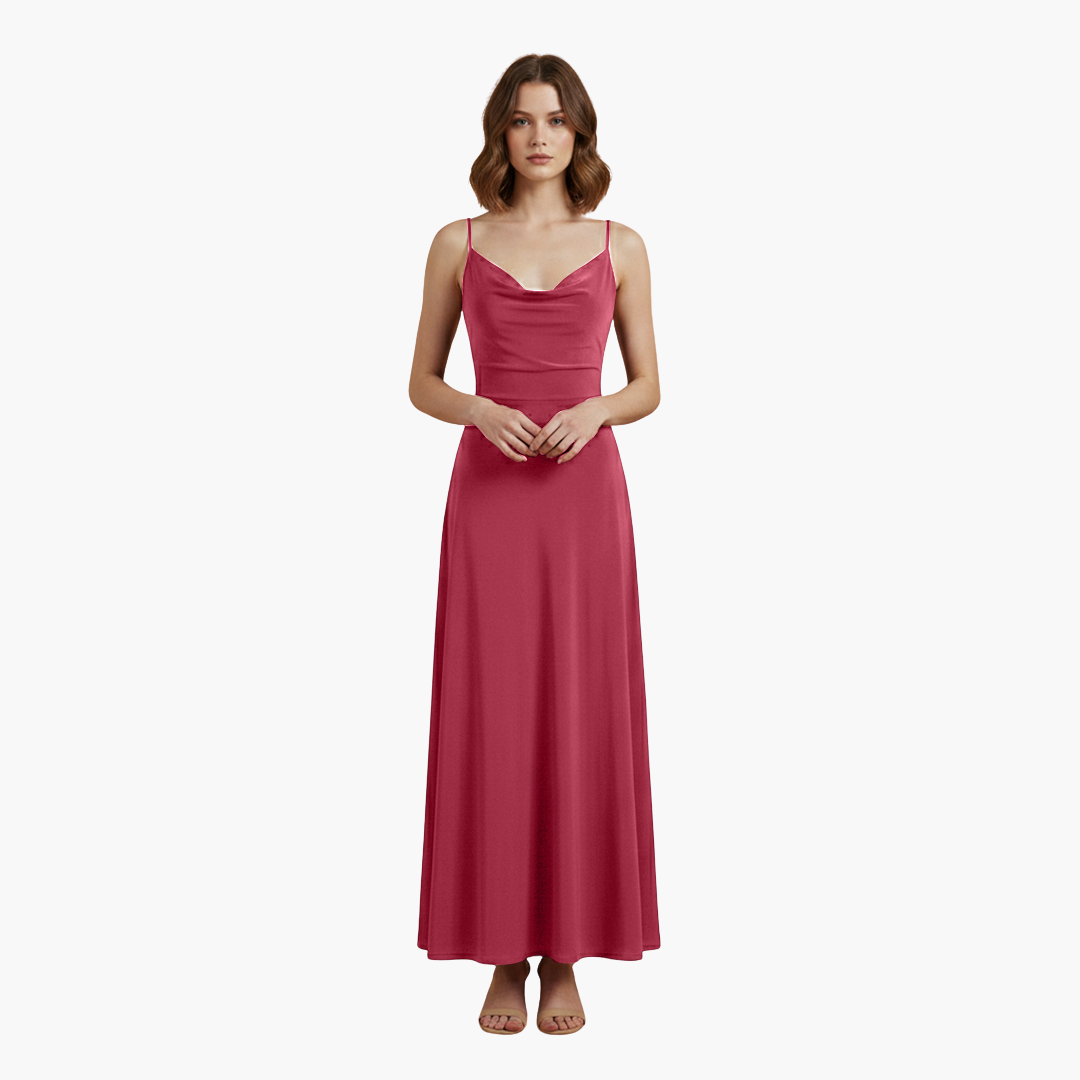 Robe longue femme sans manches avec col drapé