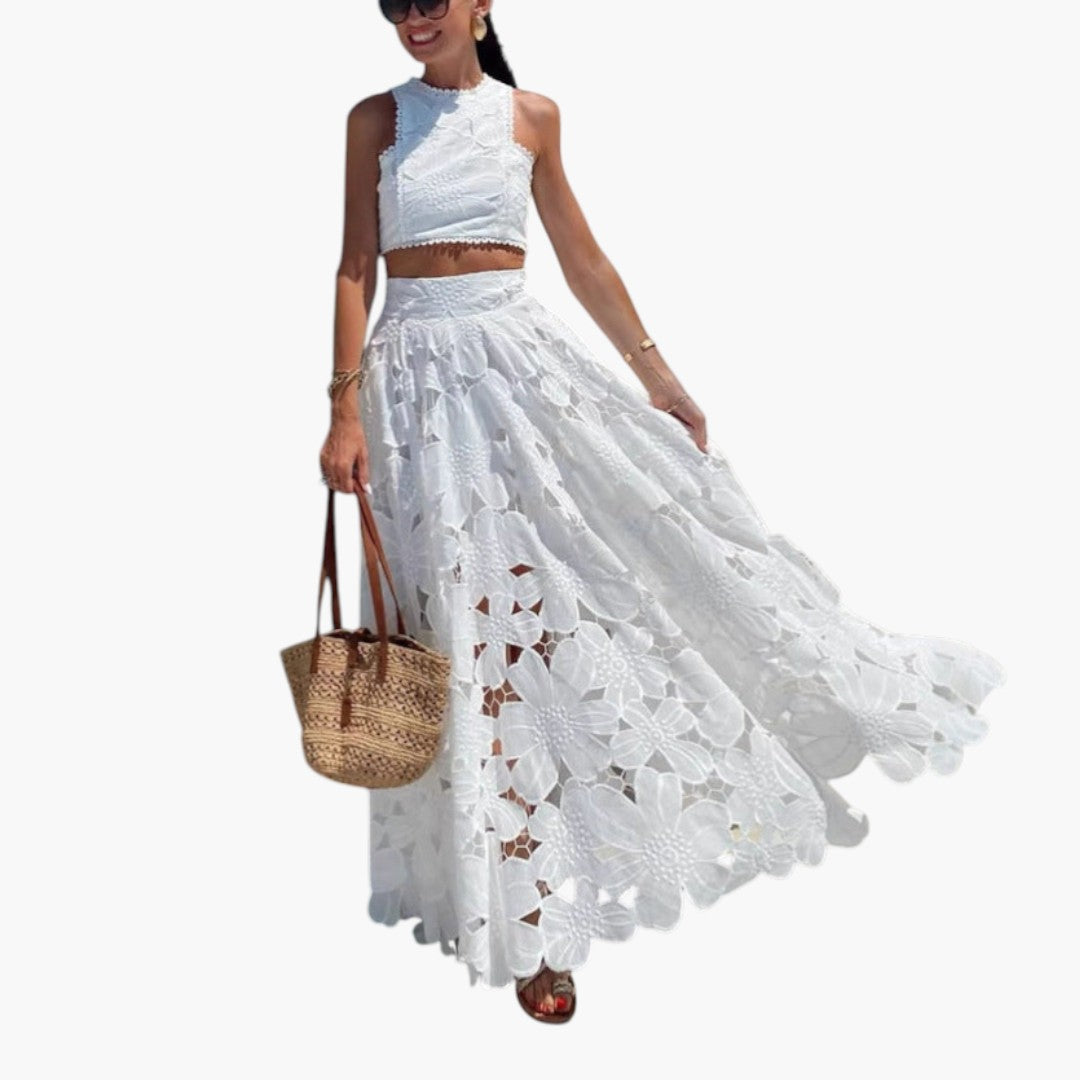 Maxi dress two-piece women with floral skirt