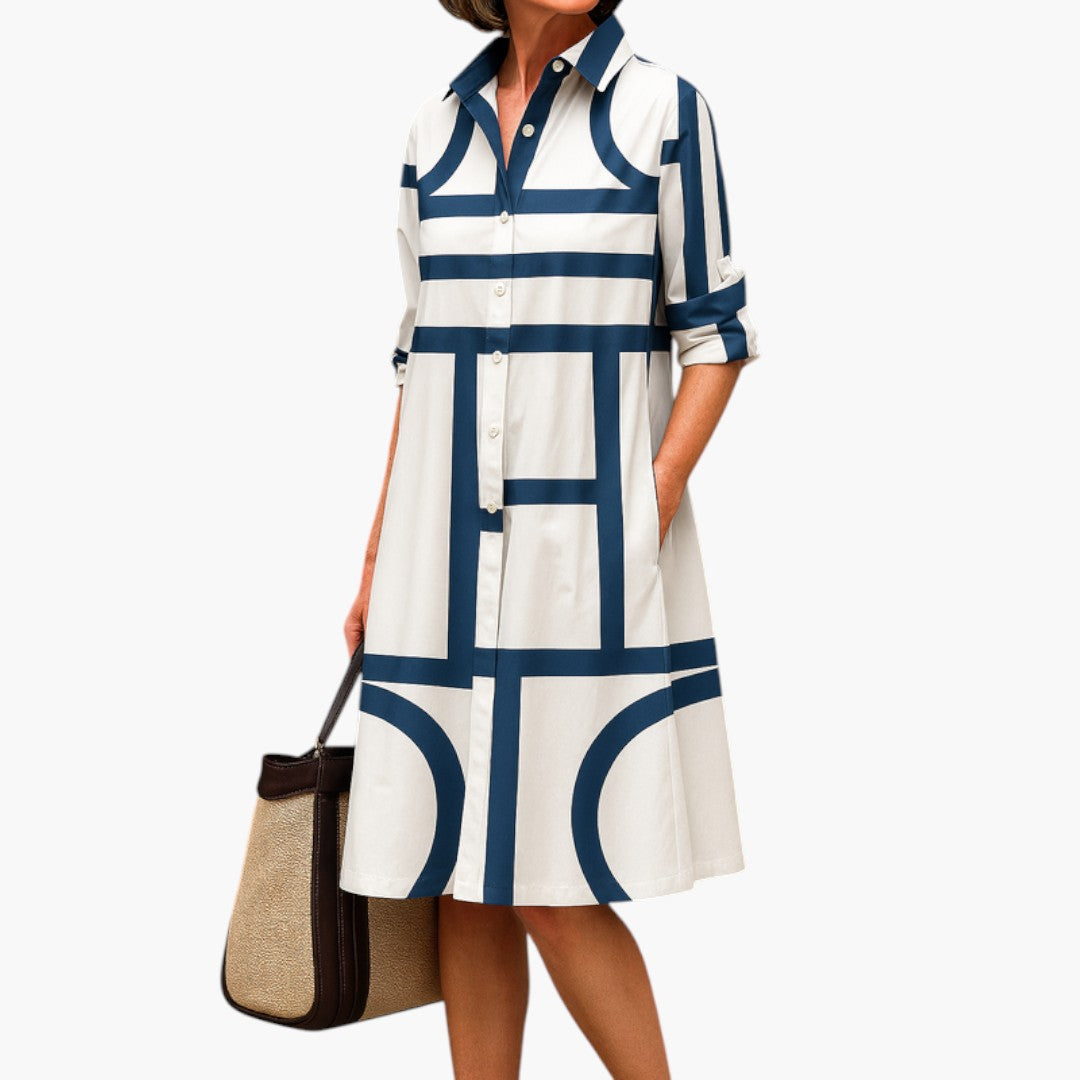 Robe midi femme avec coupe fluide et manches longues
