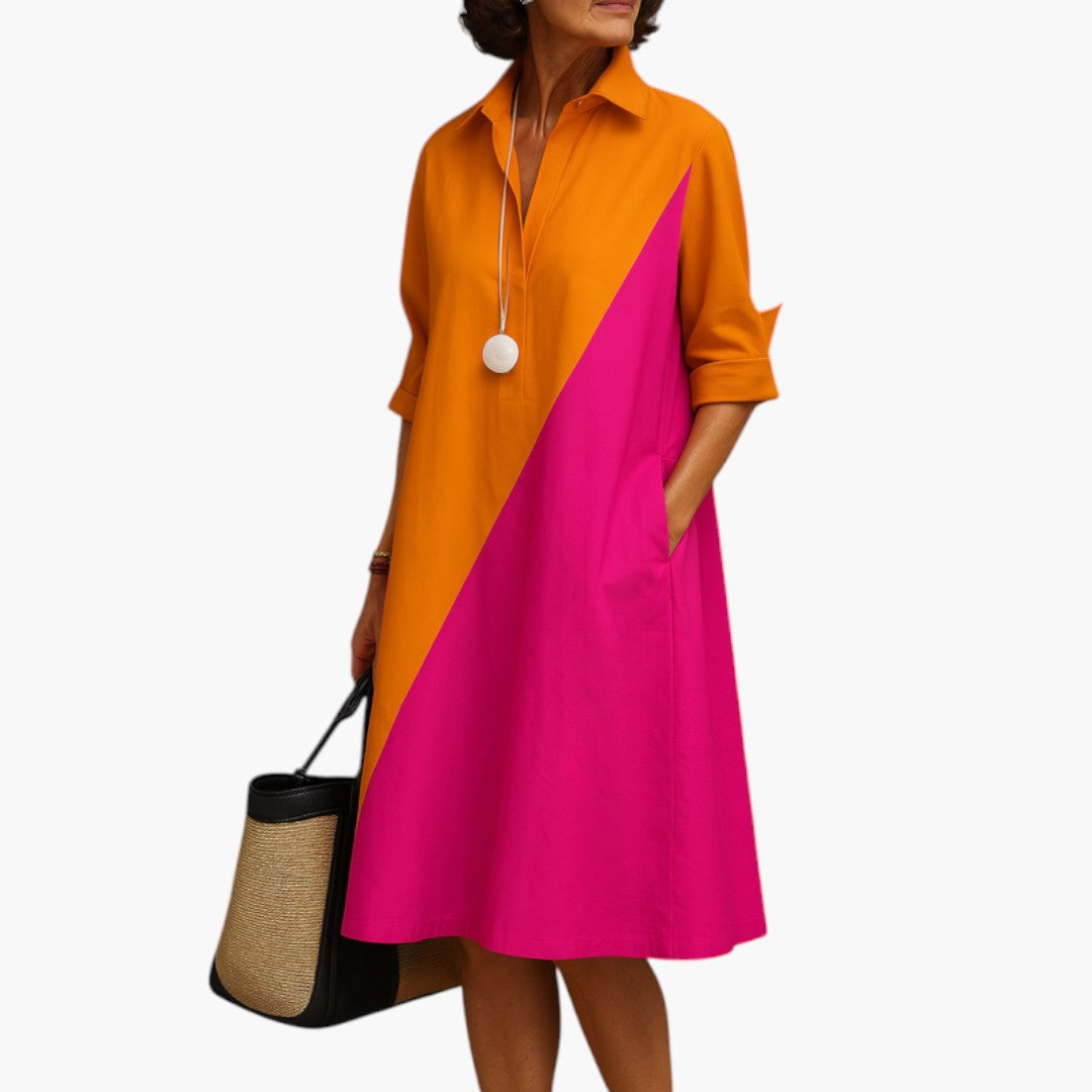 Robe midi femme avec manches longues et coupe fluide