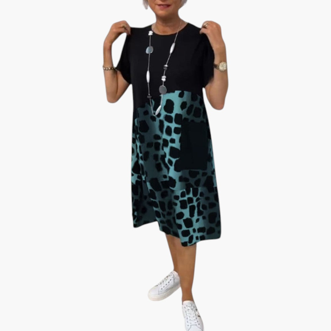 Abito midi donna maniche corte con superficie a motivo