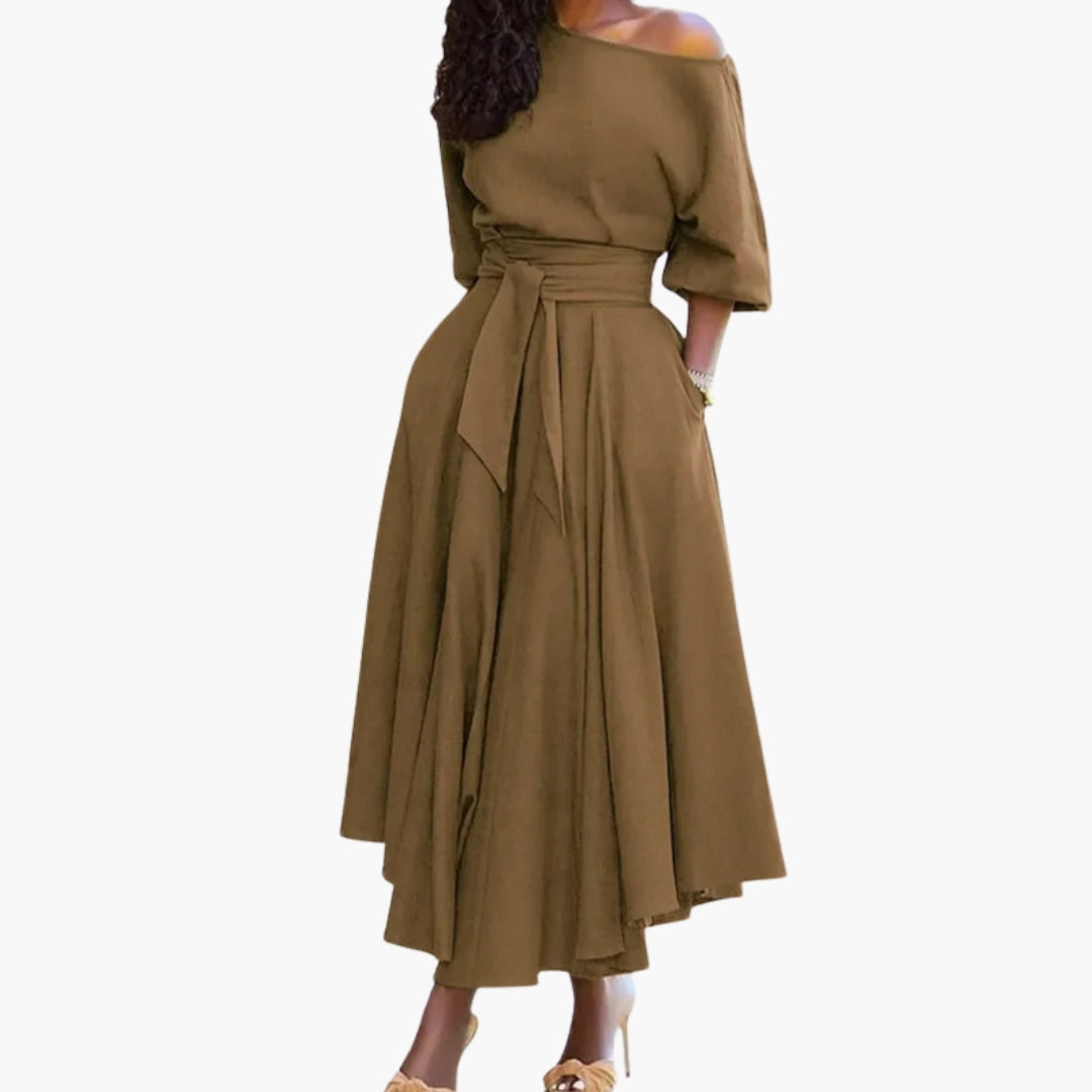 Robe midi pour femme à encolure épaules dénudées