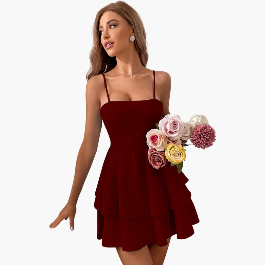 Robe pour femme à fines bretelles et jupe à étages
